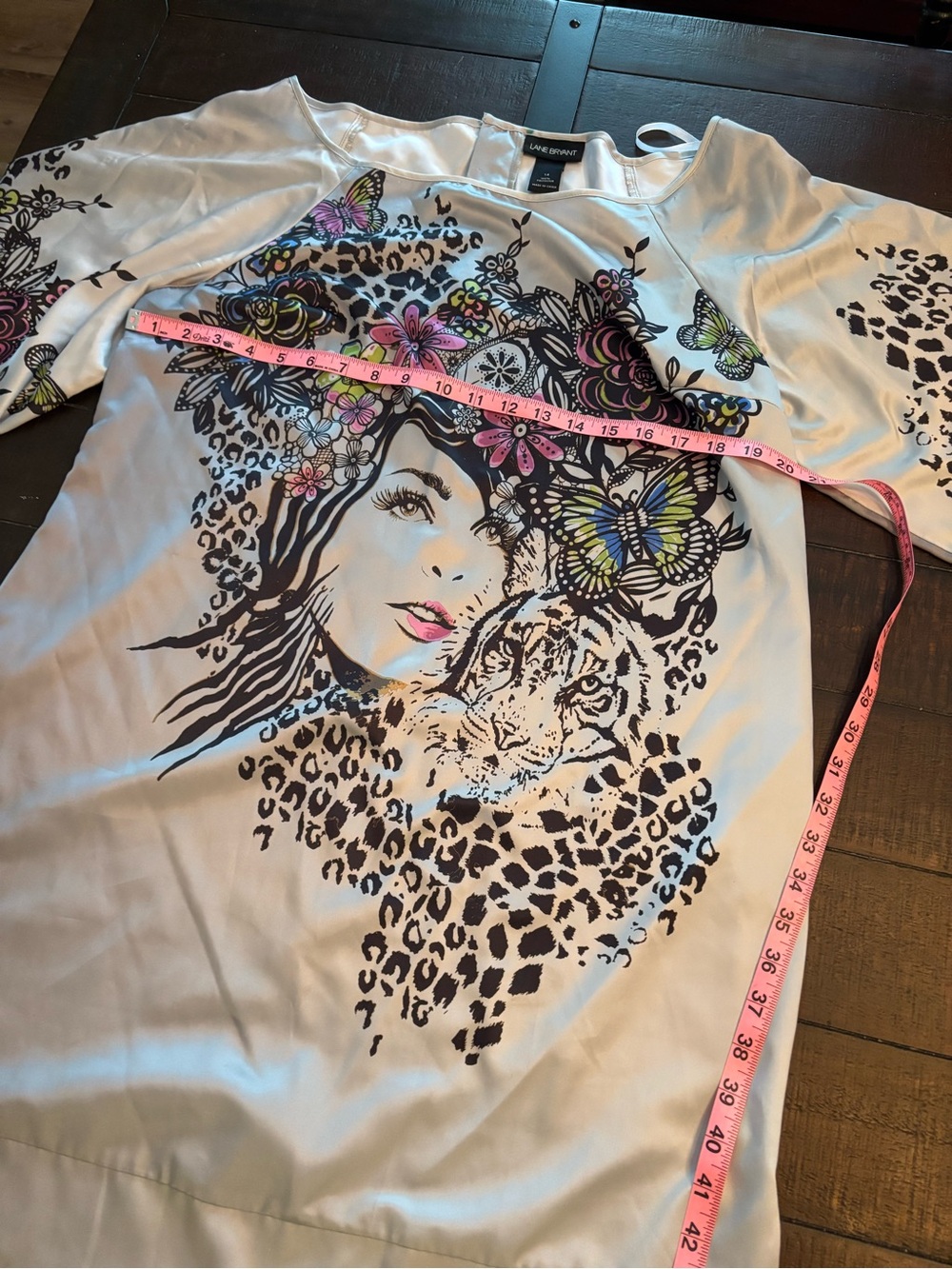 Lane Bryant Light Gray Floral & Leopard Graphic Dress - Picture 7 of 10